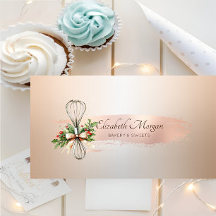 Rolling Pin Whisk Winter Flowers Brush Stroke Business Card