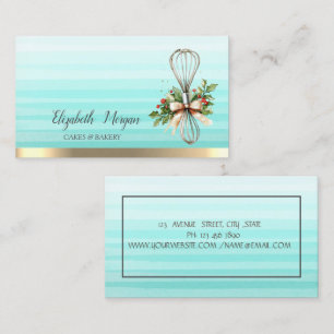 Rolling Pin Whisk Winter Flowers Stripe Ombre  Business Card