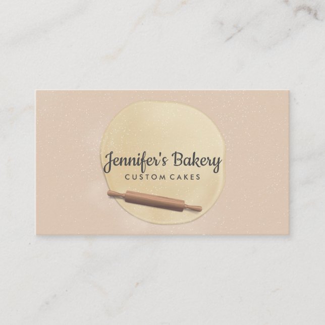 Rolling Pin with Dough beige ivory Business Card (Front)