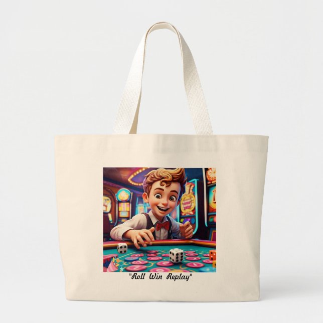 "Rolling Retro Riches" Large Tote Bag (Front)