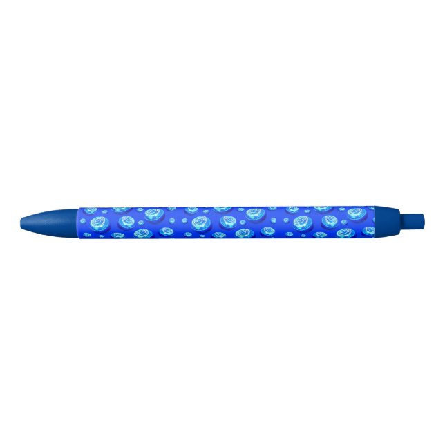 Rolling Rhythm: Blue Lawn Bowls Pattern in Oils  Ink Pen (Front)