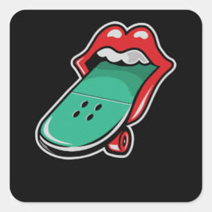 Rolling Skateboard Square Sticker
