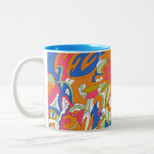 "Rolling Sky" Abstract Art Two-Tone Coffee Mug