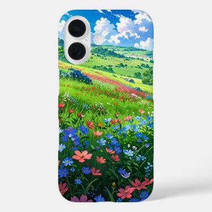 Rolling Spring Hills – Anime Landscape iPhone 16 Case