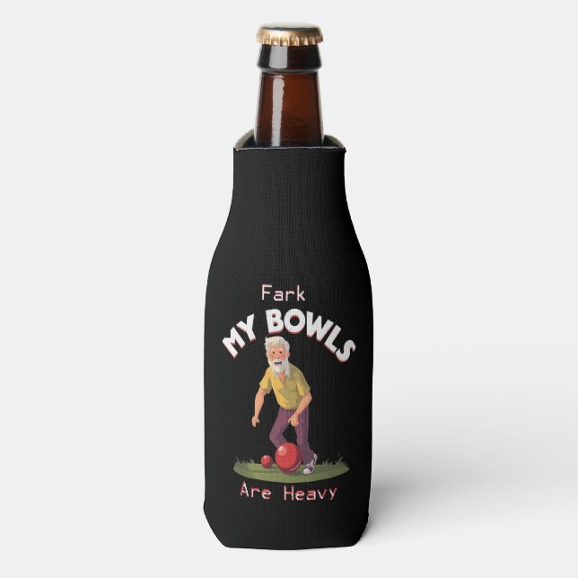Rolling Struggles: Fark, My Lawn Bowls Are Heavy! Bottle Cooler (Bottle Front)