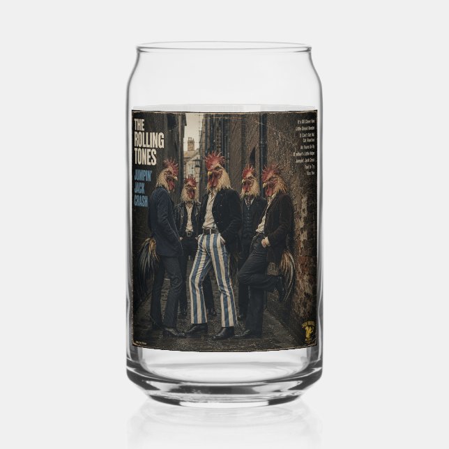 Rolling Tones: a Parody Can Glass (Front)
