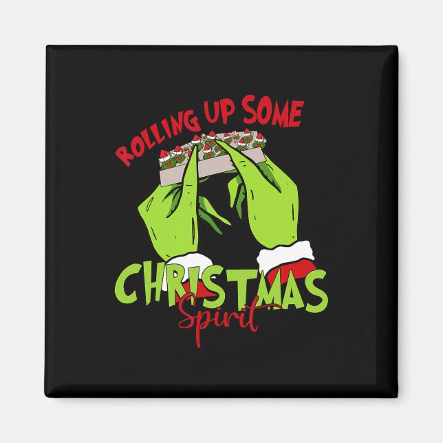 Rolling Up Some Christmas Spirit Xmas Santa Pajama Magnet (Front)