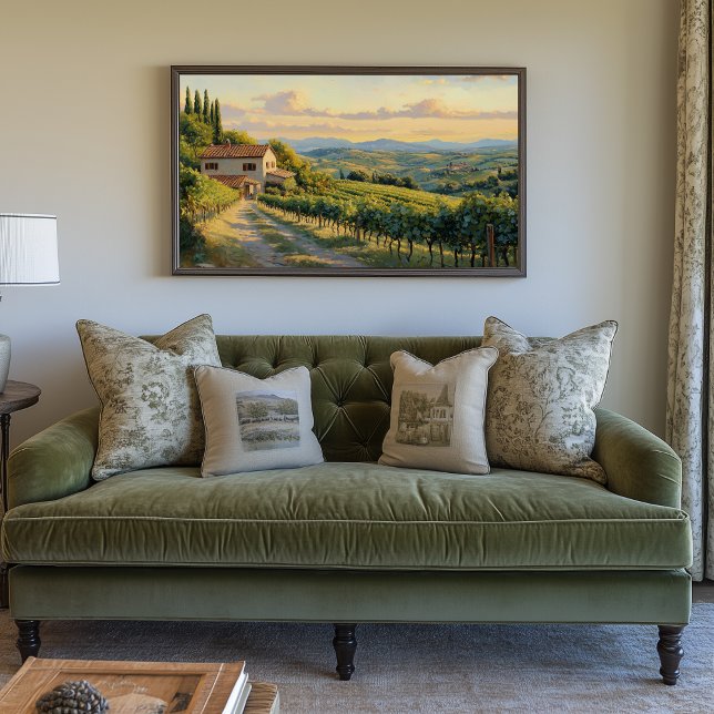 Rolling Vineyard in Tuscany Canvas Print (Tuscany Vineyard Artwork)