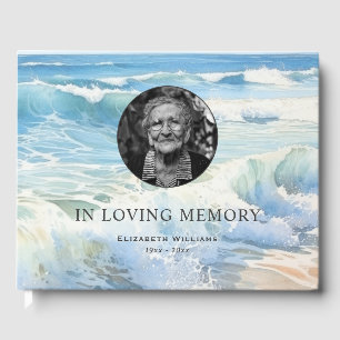 Rolling Waves Photo Funeral Memorial Guest Book