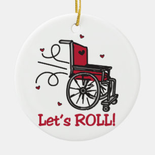 Rolling Wheelchair Ceramic Tree Decoration
