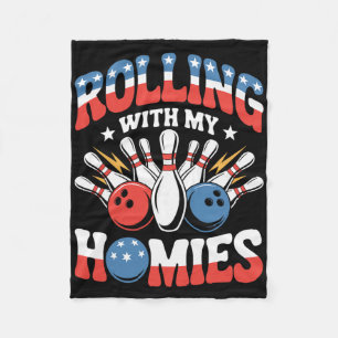 Rolling With My Homies American Bowling Fleece Blanket
