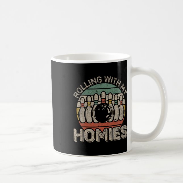 Rolling With My Homies Retro Bowling Bowler Team F Coffee Mug (Right)