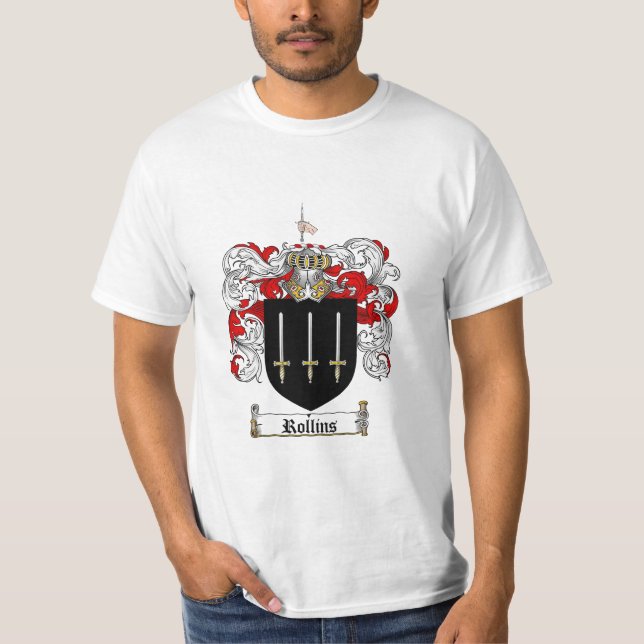 Rollins Family Crest - Rollins Coat of Arms T-Shirt (Front)