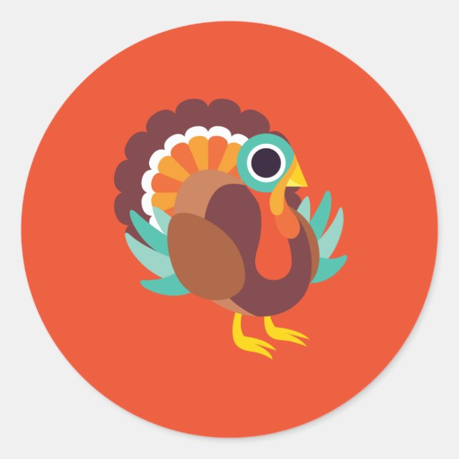 Rollo the Turkey Classic Round Sticker (Front)