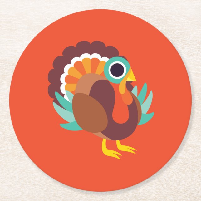 Rollo the Turkey Round Paper Coaster (Front)