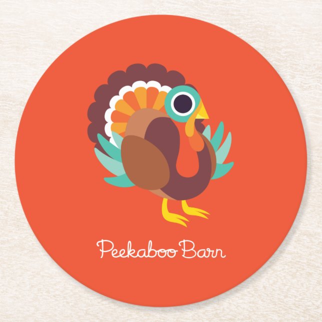 Rollo the Turkey Round Paper Coaster (Front)