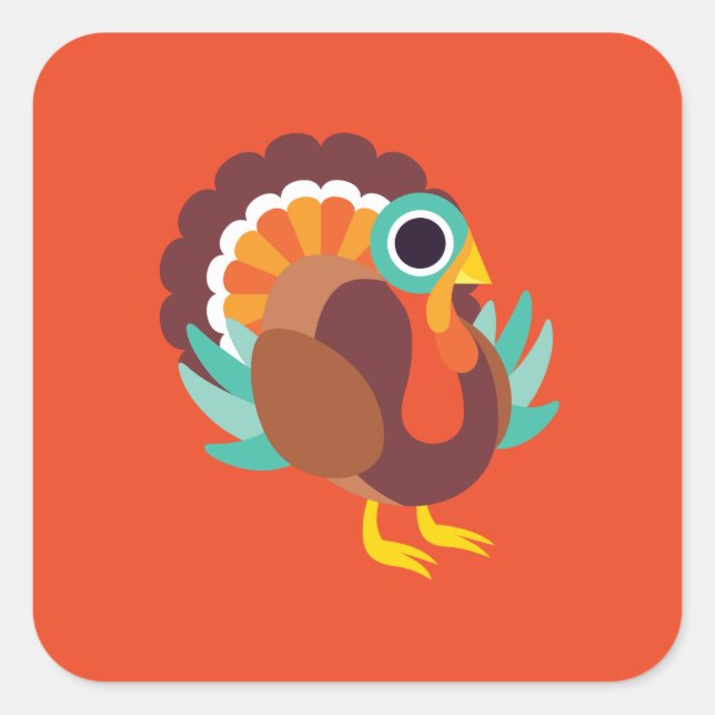 Rollo the Turkey Square Sticker (Front)