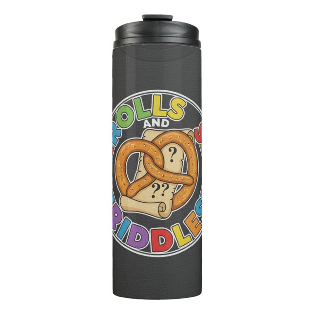 Rolls and Riddles – Tabletop Tales Tee Thermal Tumbler (Front)