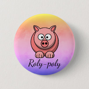 Roly-poly Pastel Pink Pig Pigling Piggywiggy 6 Cm Round Badge