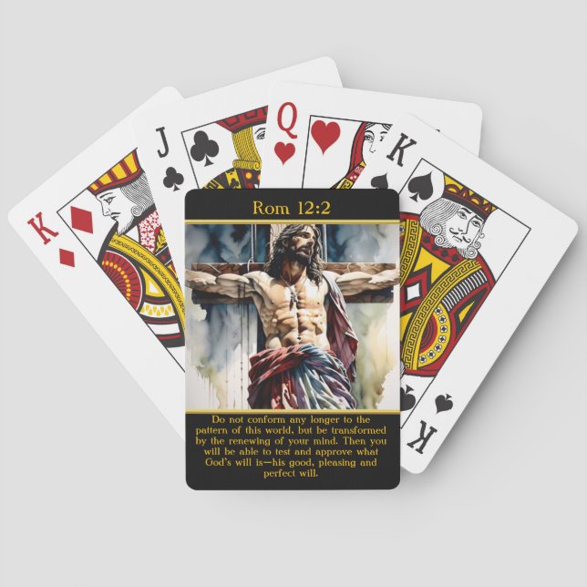 Rom 12:2 Radiant Christ Mountain Landscape Playing Cards (Back)