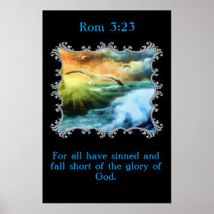 Rom 3:23 With seagulls flying over the open sea Poster