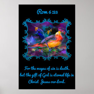 Rom 6:23 Beautiful rainbow colourful sparrow. Poster