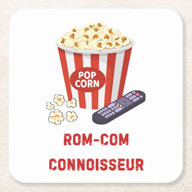 Rom-Com Connossieur Square Paper Coaster (Front)