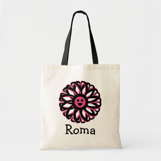 Roma Happy Flower Personalized Tote Bag (Front)