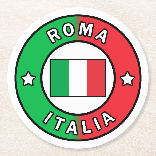 Roma Italia Round Paper Coaster (Front)