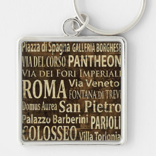 Roma, Italy Vintage Art Key Ring