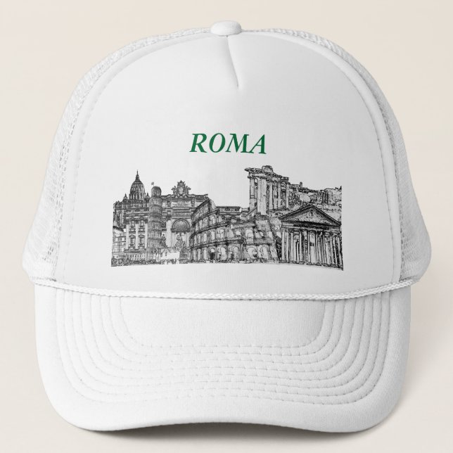 Roma, Rome... travel souvenir gifts Trucker Hat (Front)