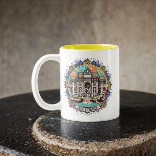 Roma Whispering Fountain  Two-Tone Coffee Mug