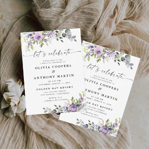 Romactic Violet Flowers Wedding Invitation
