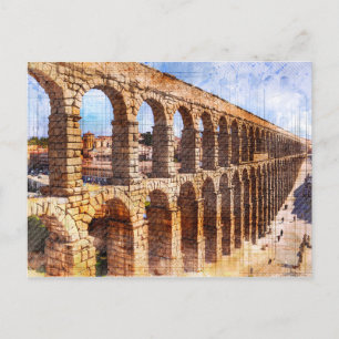 Roman Aqueduct, Segovia. Spain. Postcard