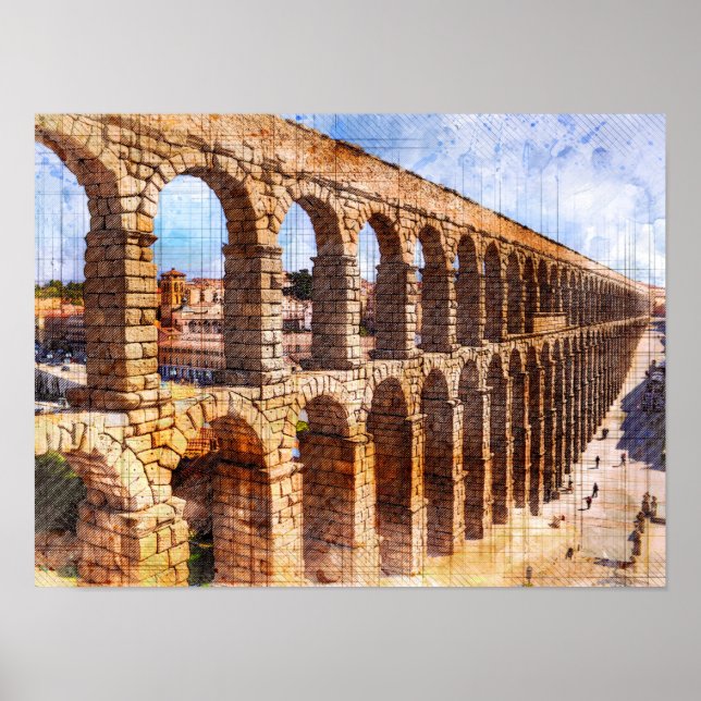 Roman Aqueduct, Segovia. Spain Poster (Front)