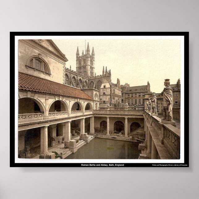 Roman Baths and Abbey, Bath, England Poster (Front)