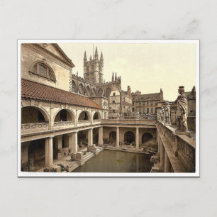 Roman Baths and Abbey, IV, Bath, England classic P Postcard