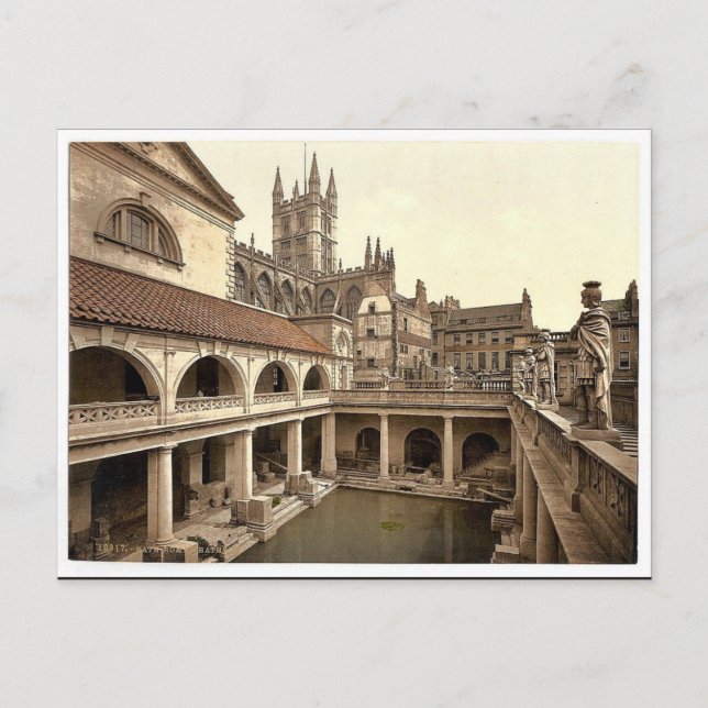 Roman Baths and Abbey, IV, Bath, England classic P Postcard (Front)