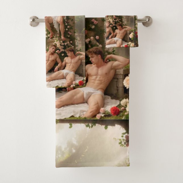 Roman Baths Neo-Classical Designer  Bath Towel Set (Insitu)