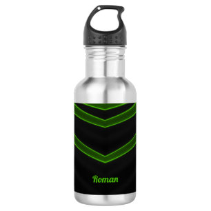 ROMAN ~ Black and Fluoro Green  Stainless Steel  532 Ml Water Bottle