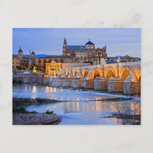 Roman Bridge and Mezquita Cathedral in Cordoba Postcard