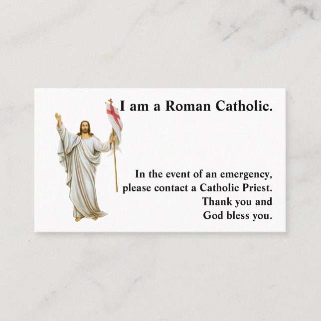 Roman Catholic Emergency Card (Front)