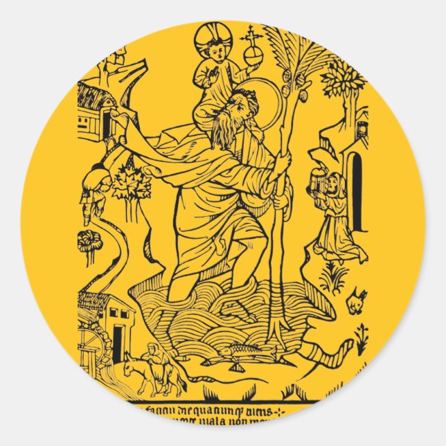 Roman Catholic Saint Christopher  Classic Round Sticker (Front)
