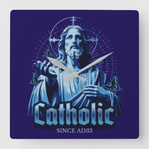 Roman Catholic Since AD33 Jesus Christ Square Wall Clock