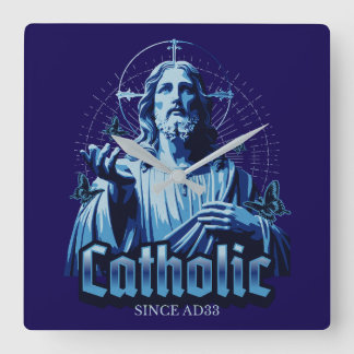 Roman Catholic Since AD33 Jesus Christ Square Wall Clock