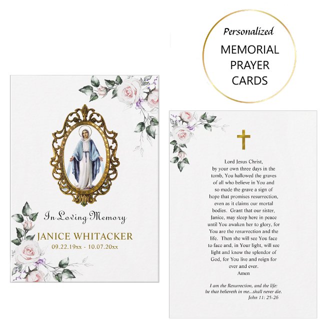 Roman Catholic Virgin Mary Funeral Prayer Card     (Creator Uploaded)