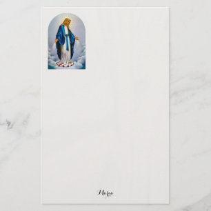 Roman Catholic Virgin Mary Red Roses Customised Stationery