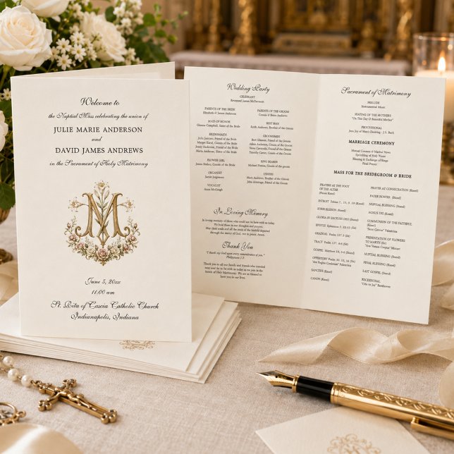 Roman Catholic Wedding Mass Program Card (Creator Uploaded)
