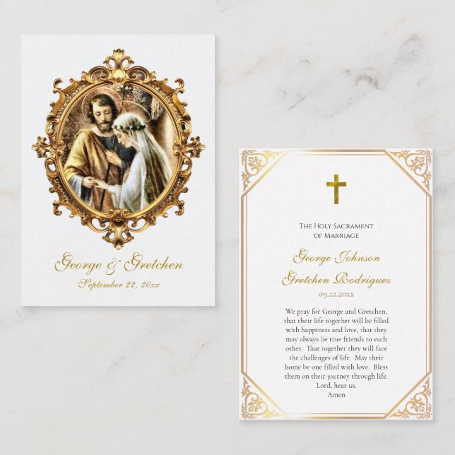 Roman Catholic Wedding Prayer Card Joseph and Mary (Front/Back)