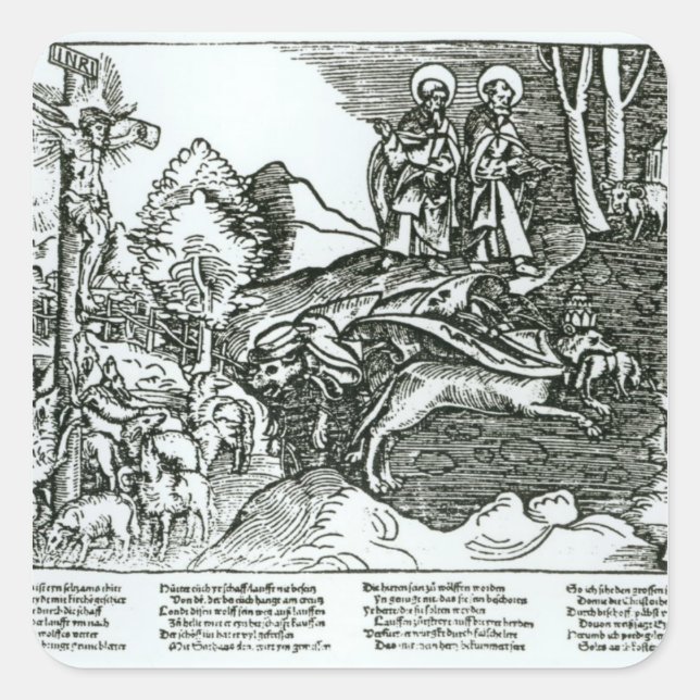 Roman Catholicism and Lutheranism Contrasted Square Sticker (Front)